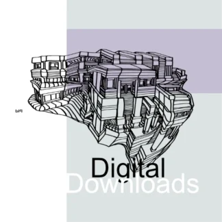 Black and gray line drawing of a large, multi-part building on a solid light gray background. The drawing highlights the building's grand entrance with blocky columns, a covered outdoor area, and various sections suggesting a gym and offices. The building's design subtly resembles a smiling face in its standard view and transforms into a grinning face when rotated 90 degrees clockwise.