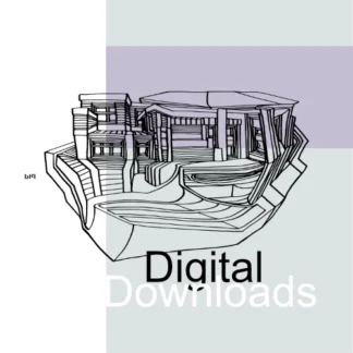 A unique art print of a building that, when rotated 90 degrees each turn, reveals different images and subtle hints of facial features within its architectural elements.