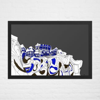 Fantastic Urbanity Blue Brown Framed poster