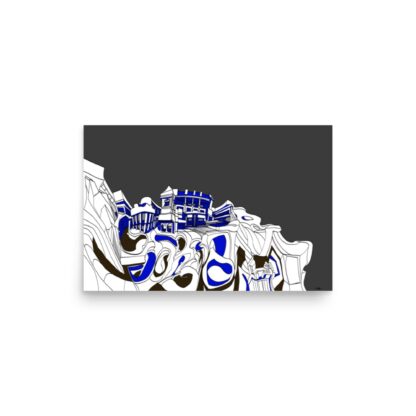 Fantastic Urbanity Blue Brown Art Poster - Image 2