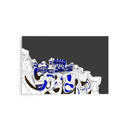 Fantastic Urbanity Blue Brown Art Poster - Image 3