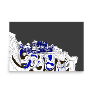 Fantastic Urbanity Blue Brown Art Poster
