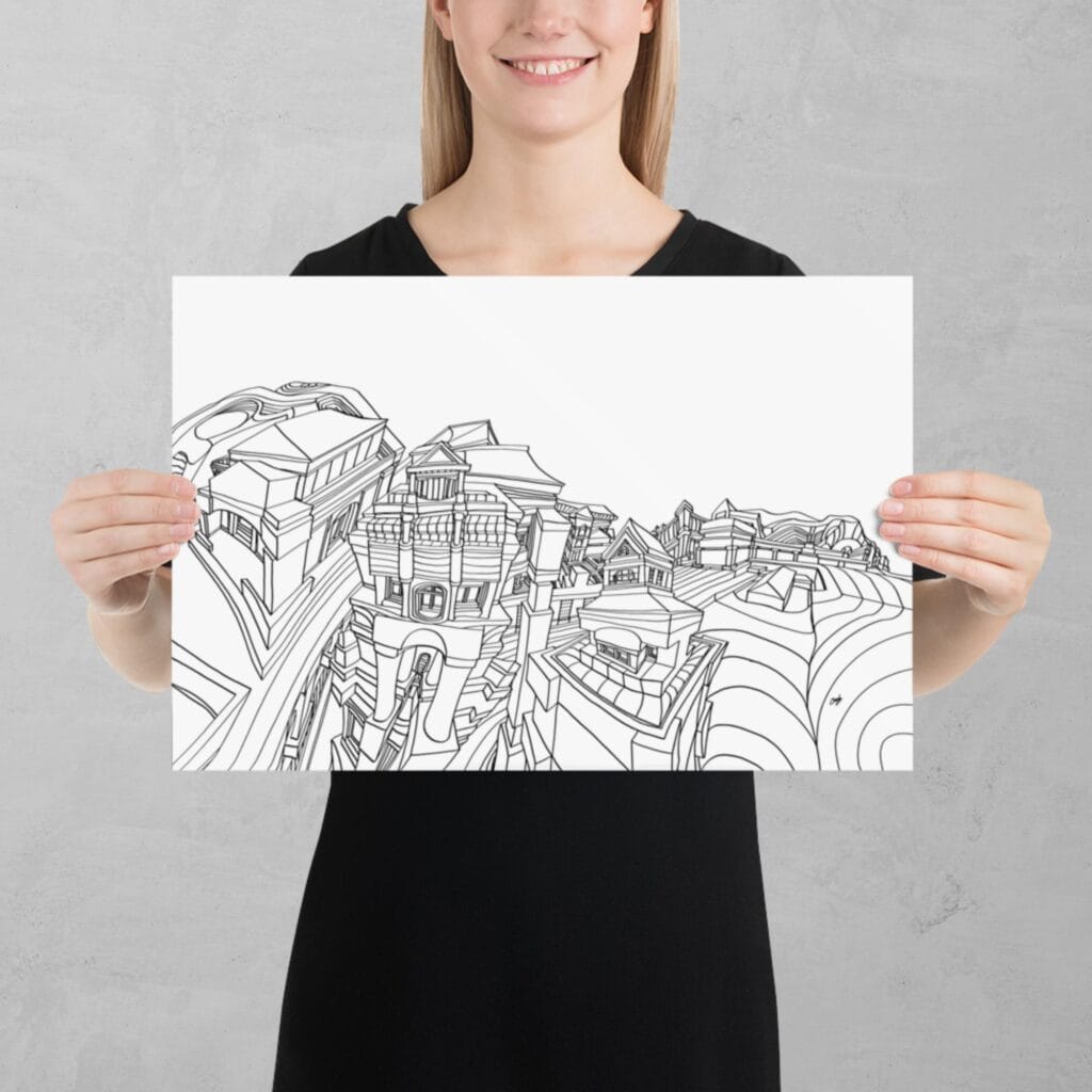 Sloping Cityscape 1:1 Print - Image 2