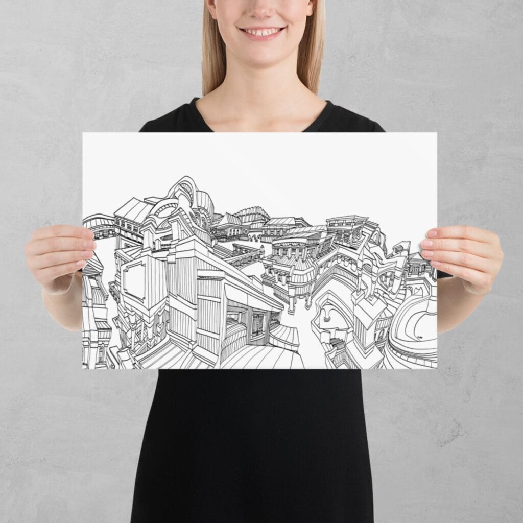 Whimsical Cityscape 1:1 Print - Image 2