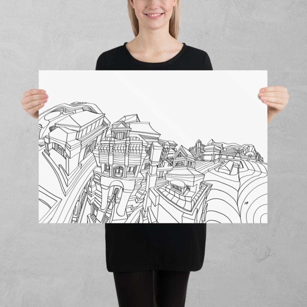 Sloping Cityscape 1:1 Print - Image 3