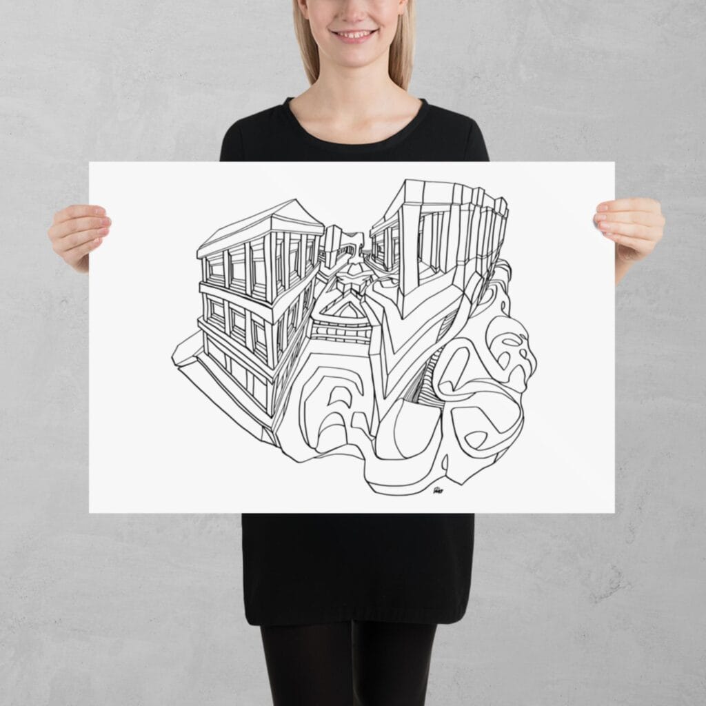 Dual Structure Cityscape 1:1 Print - Image 3