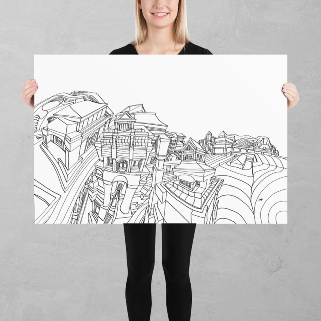 Sloping Cityscape 1:1 Print