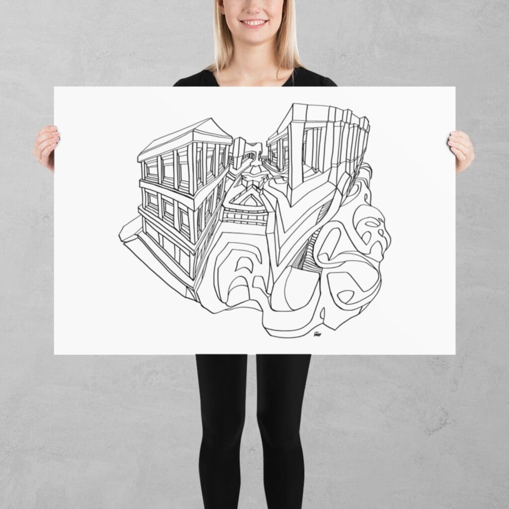 Dual Structure Cityscape 1:1 Print