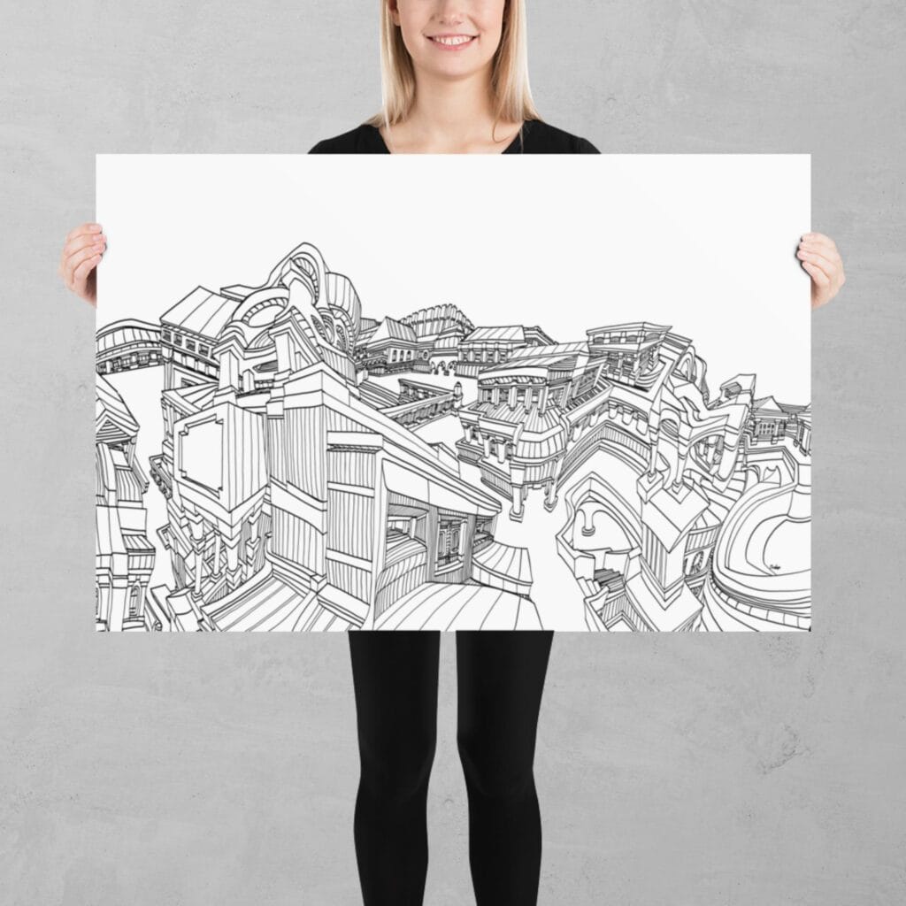 Whimsical Cityscape 1:1 Print