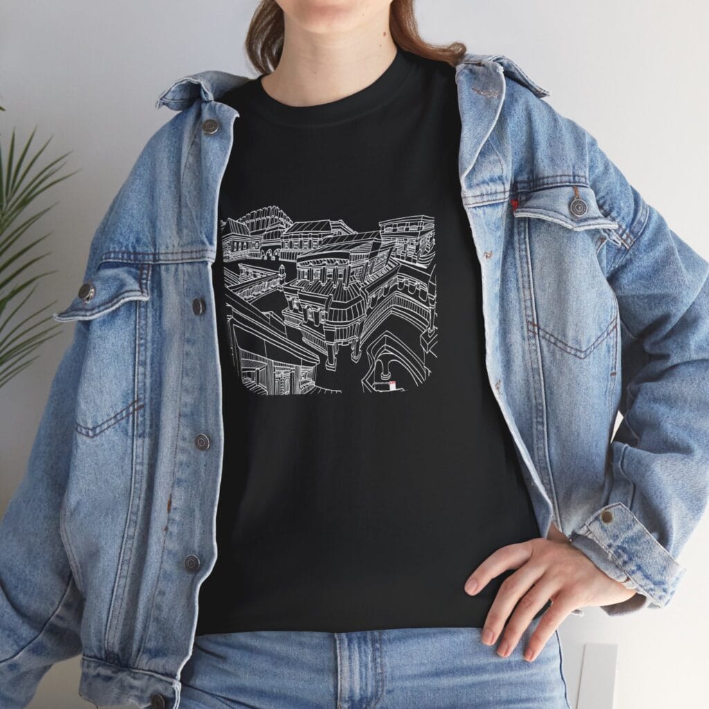 Hand Drawn Architecture T-Shirt, Whimsical Cityscape - Image 8
