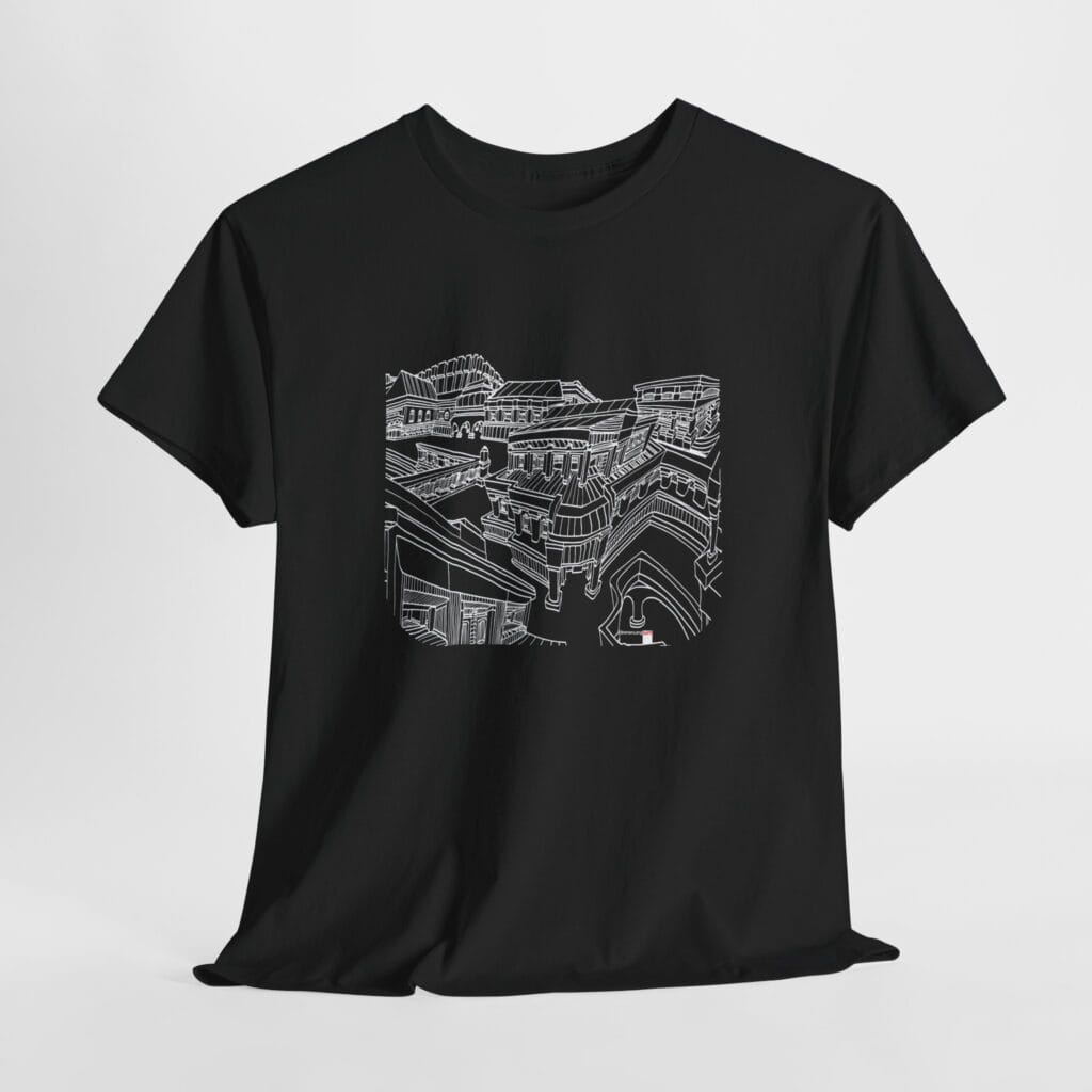 Hand Drawn Architecture T-Shirt, Whimsical Cityscape - Image 6
