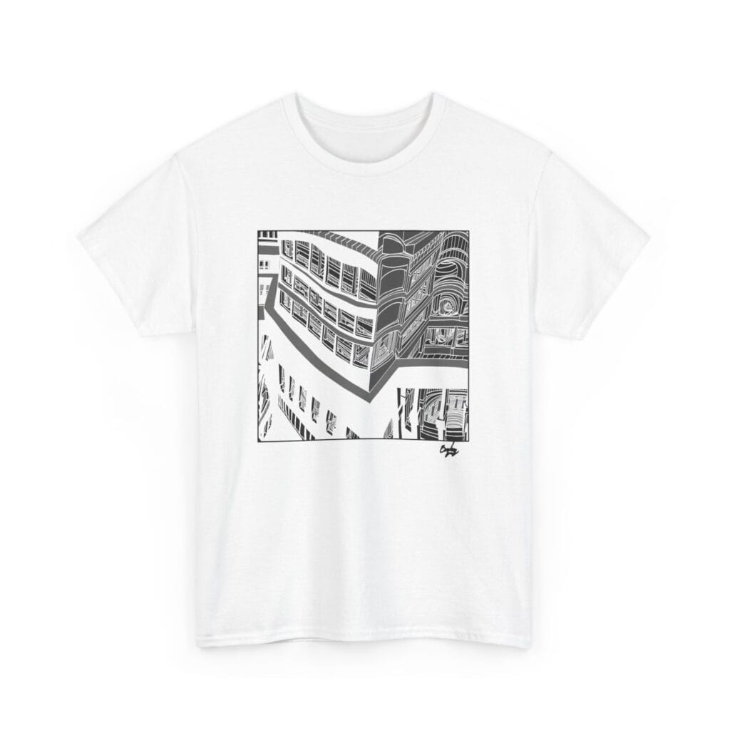 Hand Drawn Architecture T-Shirt, Complex Facade - Image 3