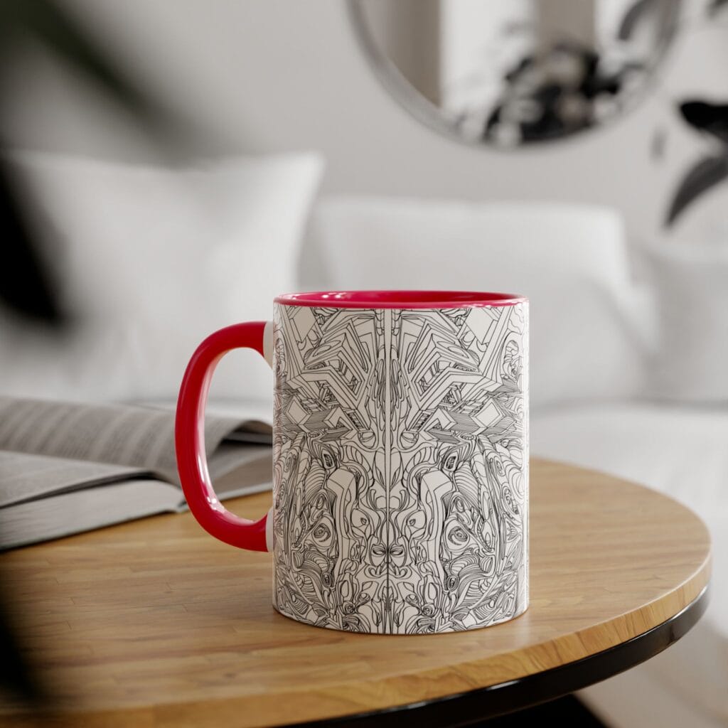 Artistic Accent Mug: Unique Black & White Coffee Cup for Art Lovers, Ideal Gift for Birthdays, Anniversaries, or Home Decor