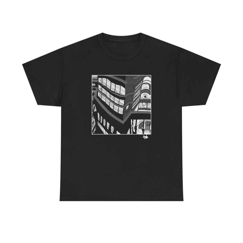 Hand Drawn Architecture T-Shirt, Complex Facade - Image 5