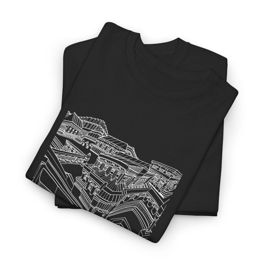 Hand Drawn Architecture T-Shirt, Whimsical Cityscape - Image 5
