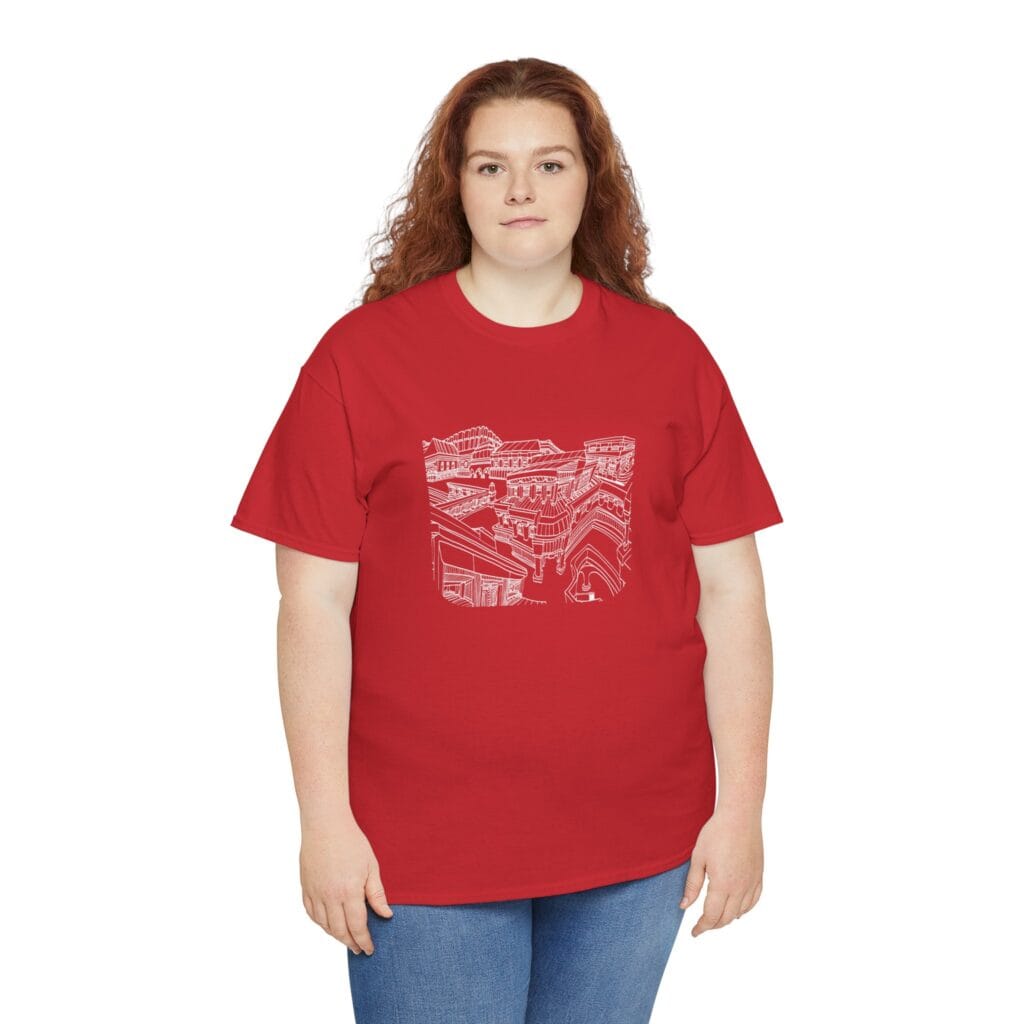 Hand Drawn Architecture T-Shirt, Whimsical Cityscape - Image 16