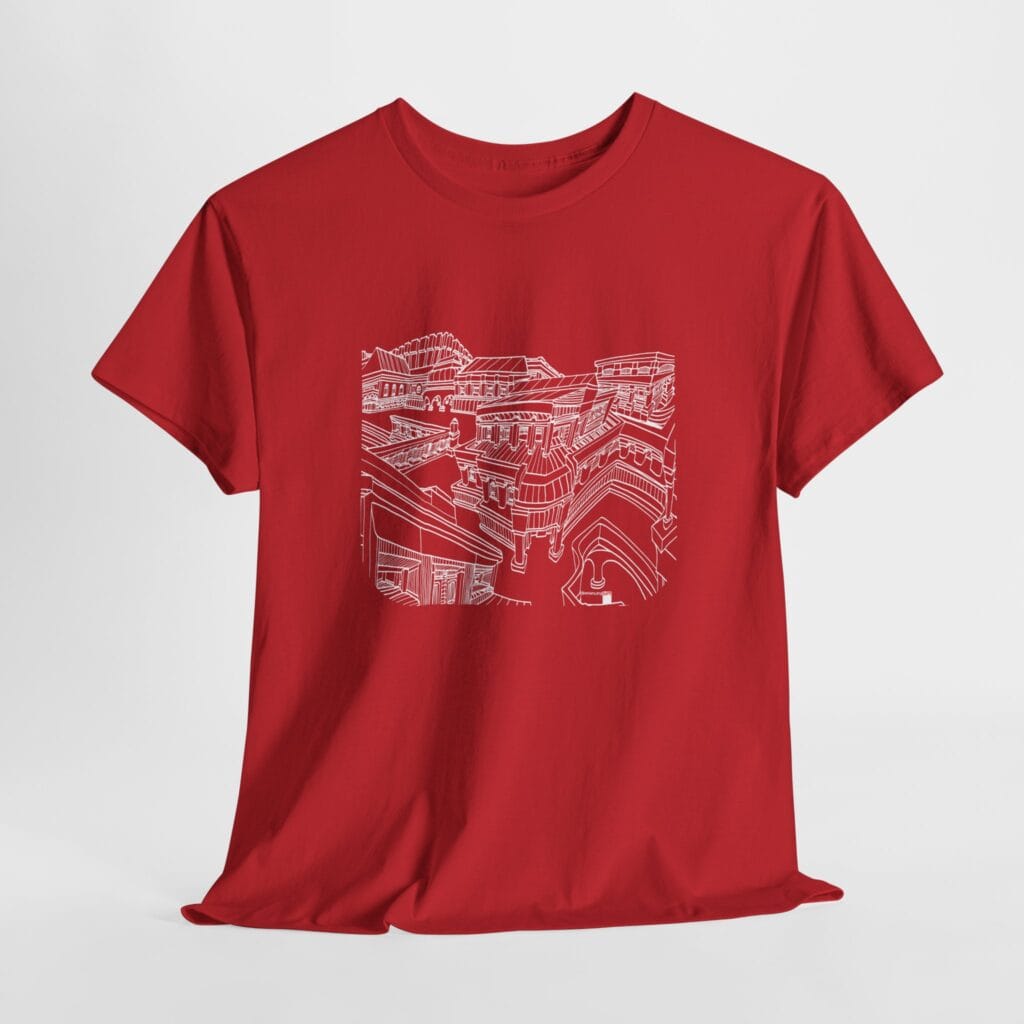 Hand Drawn Architecture T-Shirt, Whimsical Cityscape - Image 14