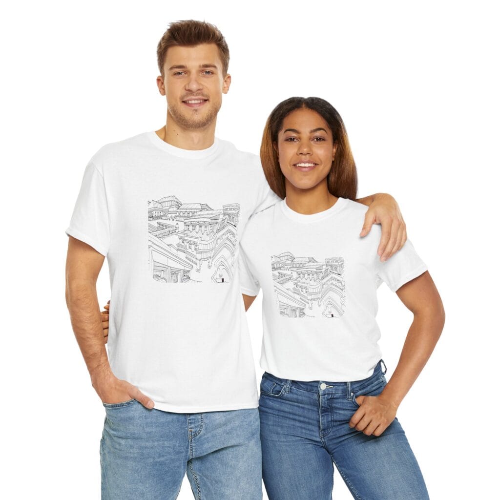 Hand Drawn Architecture T-Shirt, Whimsical Cityscape - Image 4