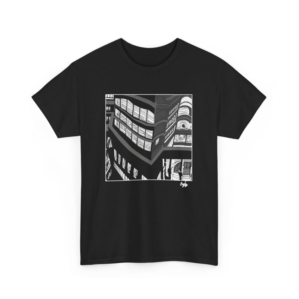 Hand Drawn Architecture T-Shirt, Complex Facade - Image 7